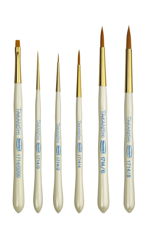 Takanishi Synthetic Bristle Brush Set 6 Sizes 6 Brushes Dental Porcelain Brushes