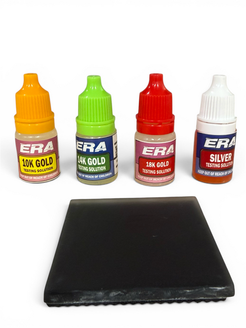 ERAFINE Jewelry Gold Silver Testing Kit, Gold Silver Tester Kit with Test Stone, Instructions 5ml Bottles