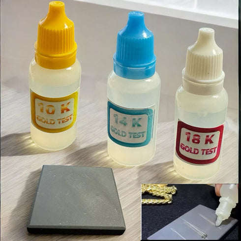 ERAFINE 10k/14k/18k Gold Test Acid Solutions Tester Kit Detect Metals Scrap Jewelry + Testing Stone