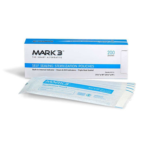 Self Seal 2-1/4" x 5" (2-1/4" x 4") Sterilization Pouches 200/bx. - MARK3®*