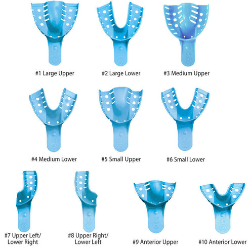 Disposable Impression Trays Blue #8 Upper Right - Lower Left 12/pk. - MARK3®*