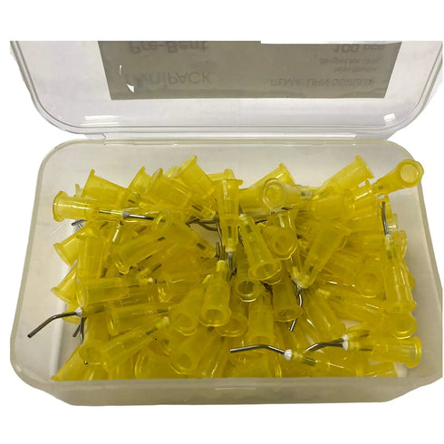 Pre-Bent Needle Applicator Tips Dispensing Tips 18ga, 20ga, 22ga, 25ga Etchant Flow Resin Tips 100pcs/Bx