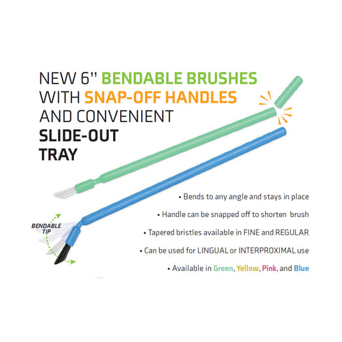 Bendable Brushes Applicator Tips 6" Fine Regular Assorted Bristles
