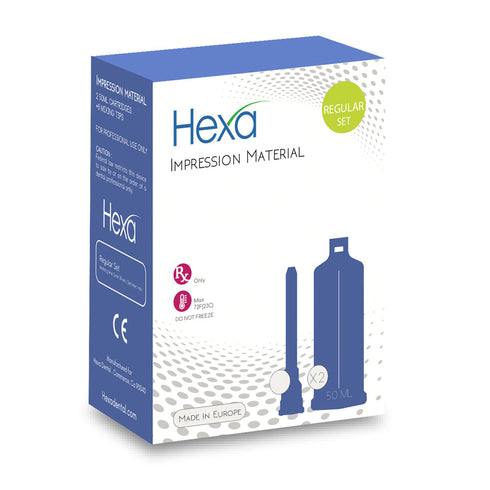 Hexa VPS Impression Material, Heavy Body, Regular Set, 2 Cartridges+4 Mixing Tips, HS-0004
