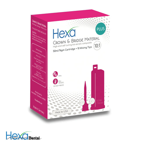 Hexa A3 Temporary Crown & Bridge Material 10:1 Ratio 50ml GERMAN MADE 1 Cartridge+10Mixing Tips HT-0003